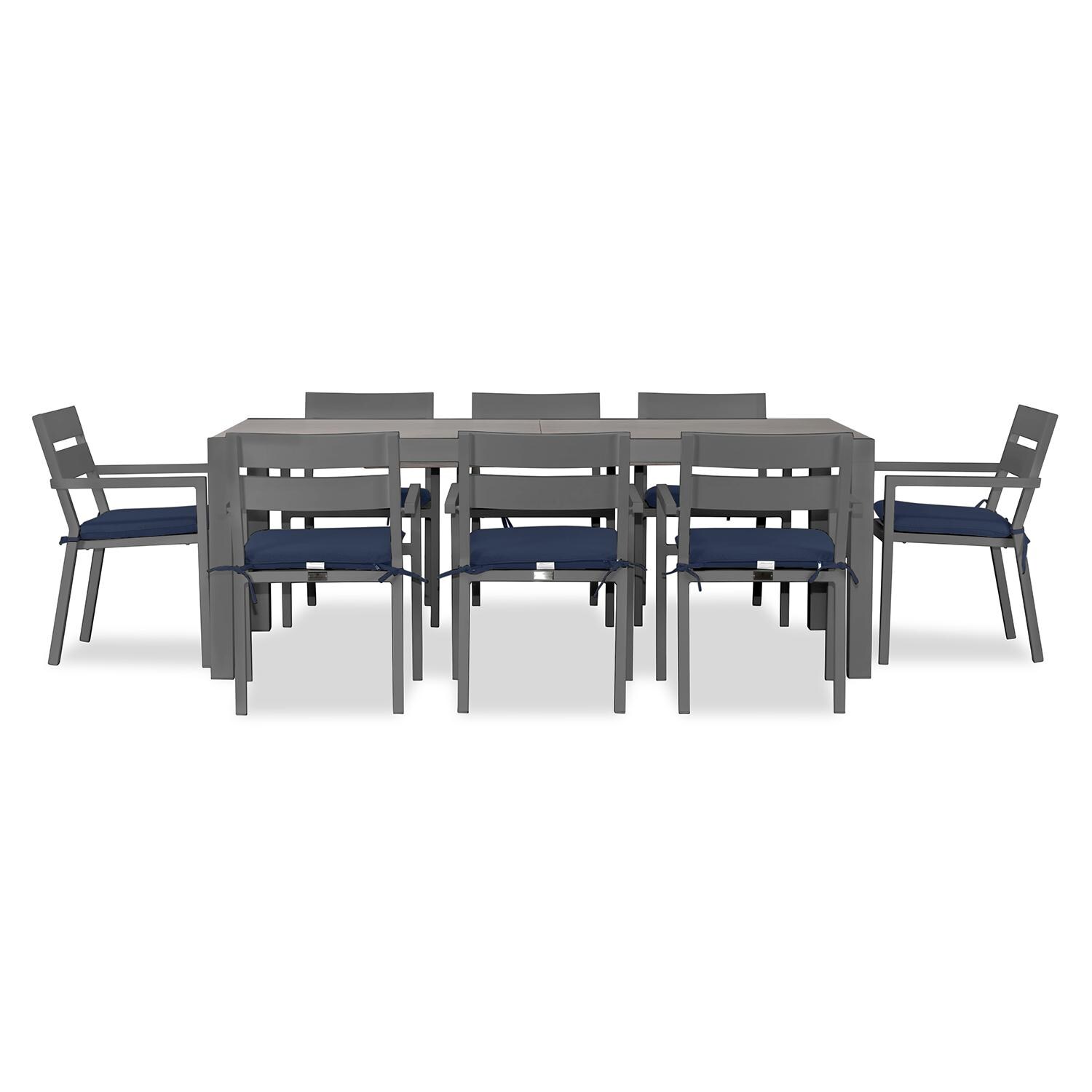 Calm Bay 9 Pc Extendable Dining Set in Slate/Barnwood/Spectrum Indigo by Lakeview - White Background 3 thumbnail