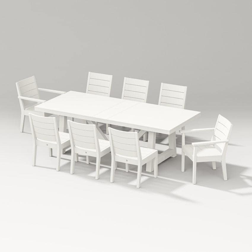 Latitude 9 Pc A-Frame Table Dining Set in Vintage White By PW Designer Series