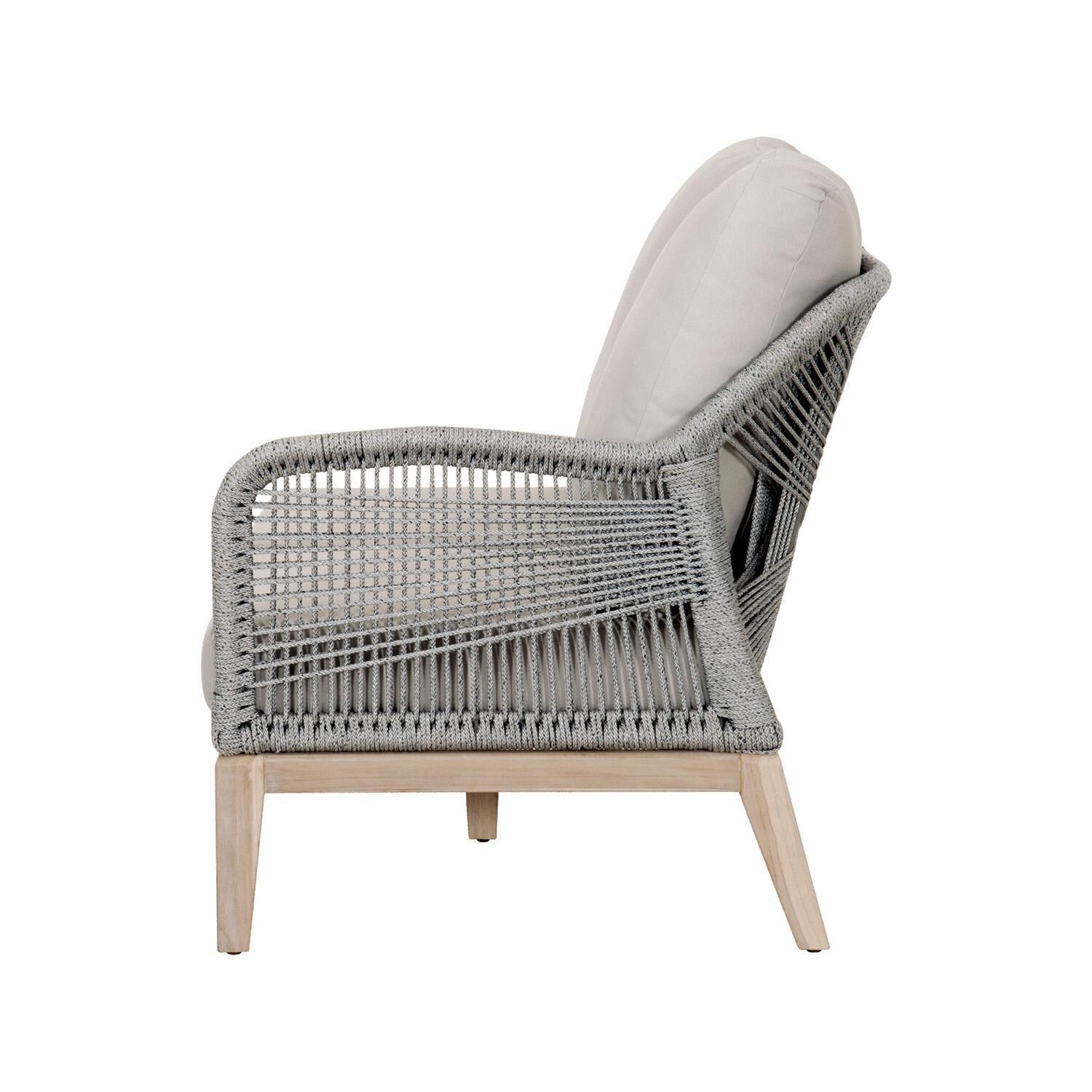 Lakeview Peninsula Way 3 Person Woven Rope Sofa in Platinum - Side View thumbnail