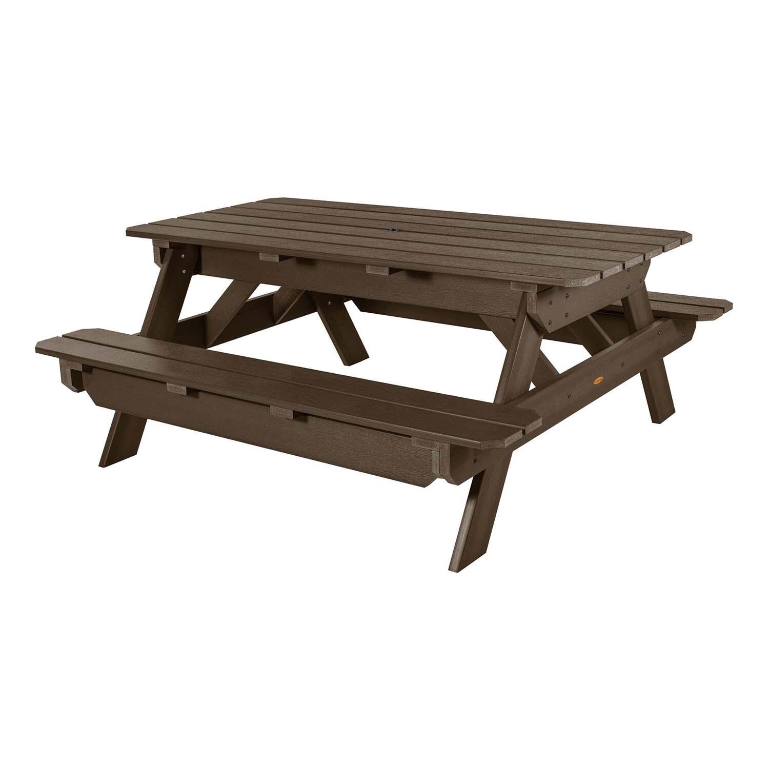 Lookwood 71 Inch Weathered Acorn Polyresin Picnic Table By Lakeview Outdoor Designs - White Background thumbnail