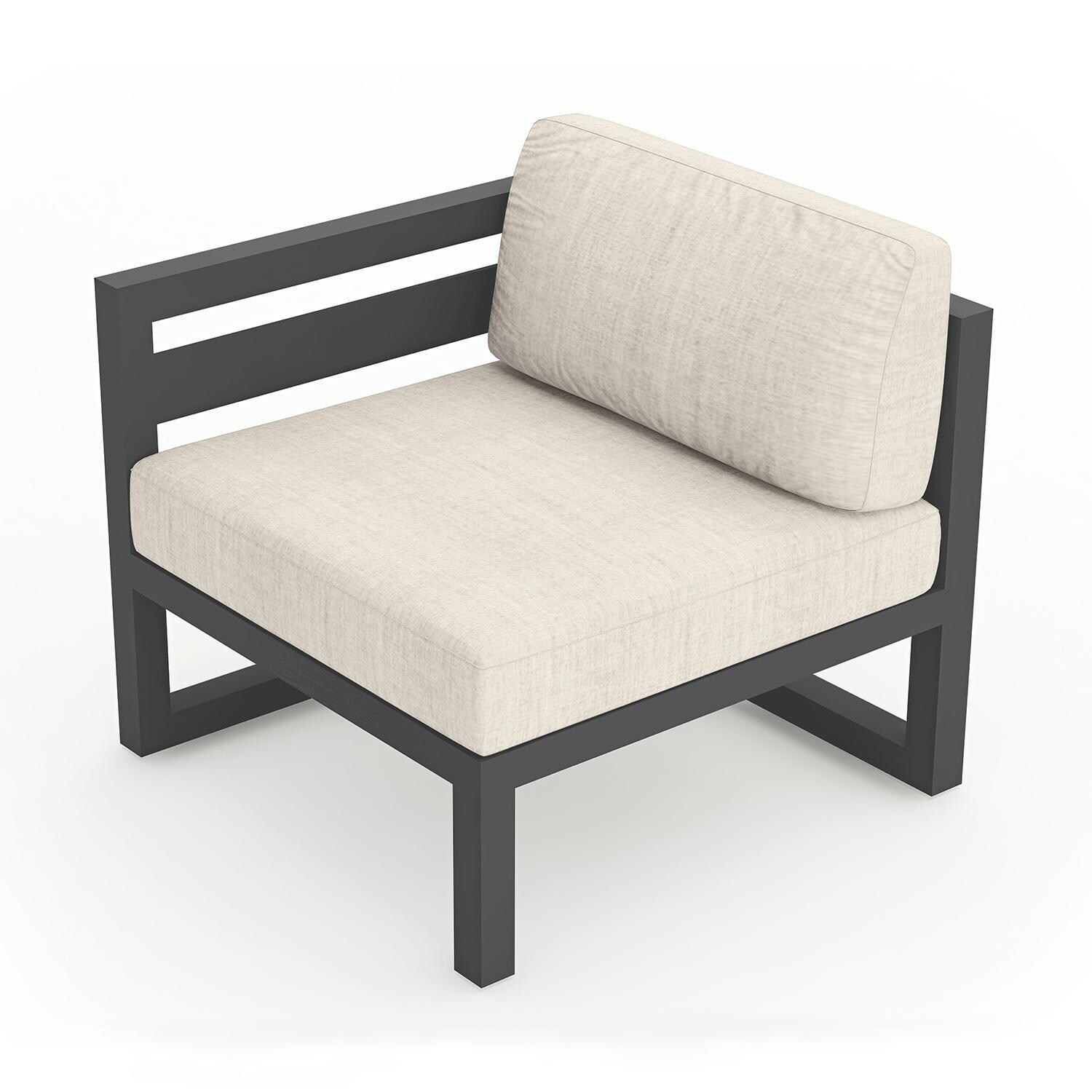 Misty Cove Aluminum Left Arm Club Chair in Slate w/Cast Silver Cushions by Lakeview - Angle View - White Background thumbnail