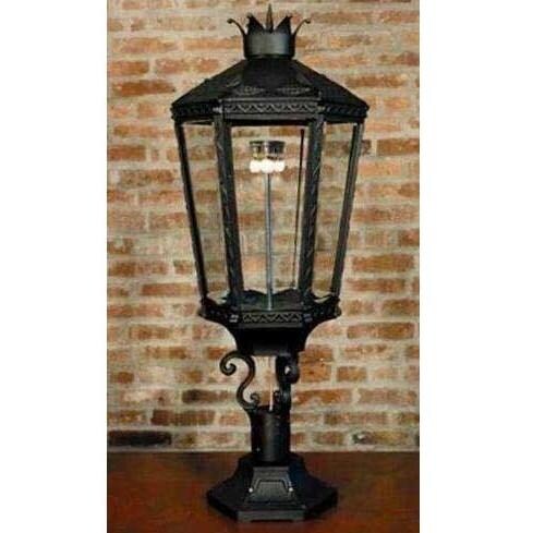 American Gas Lamp Works GL10000 Cast Aluminum Manual Ignition Natural Gas Light With Open Flame Burner And Pedestal Mount
