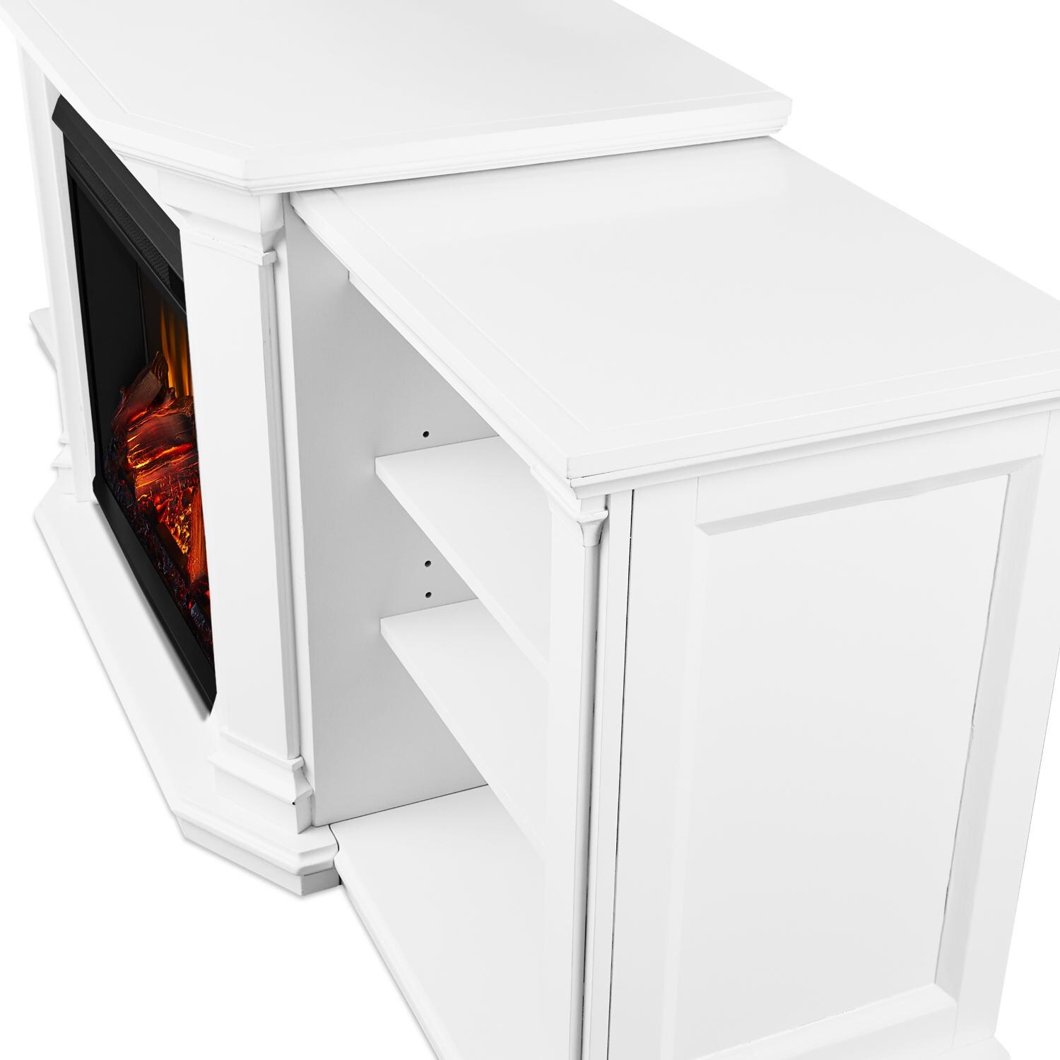 Real Flame - 7930E-W - Valmont 75-Inch Electric Fireplace Entertainment Center - White - Corner Detail thumbnail