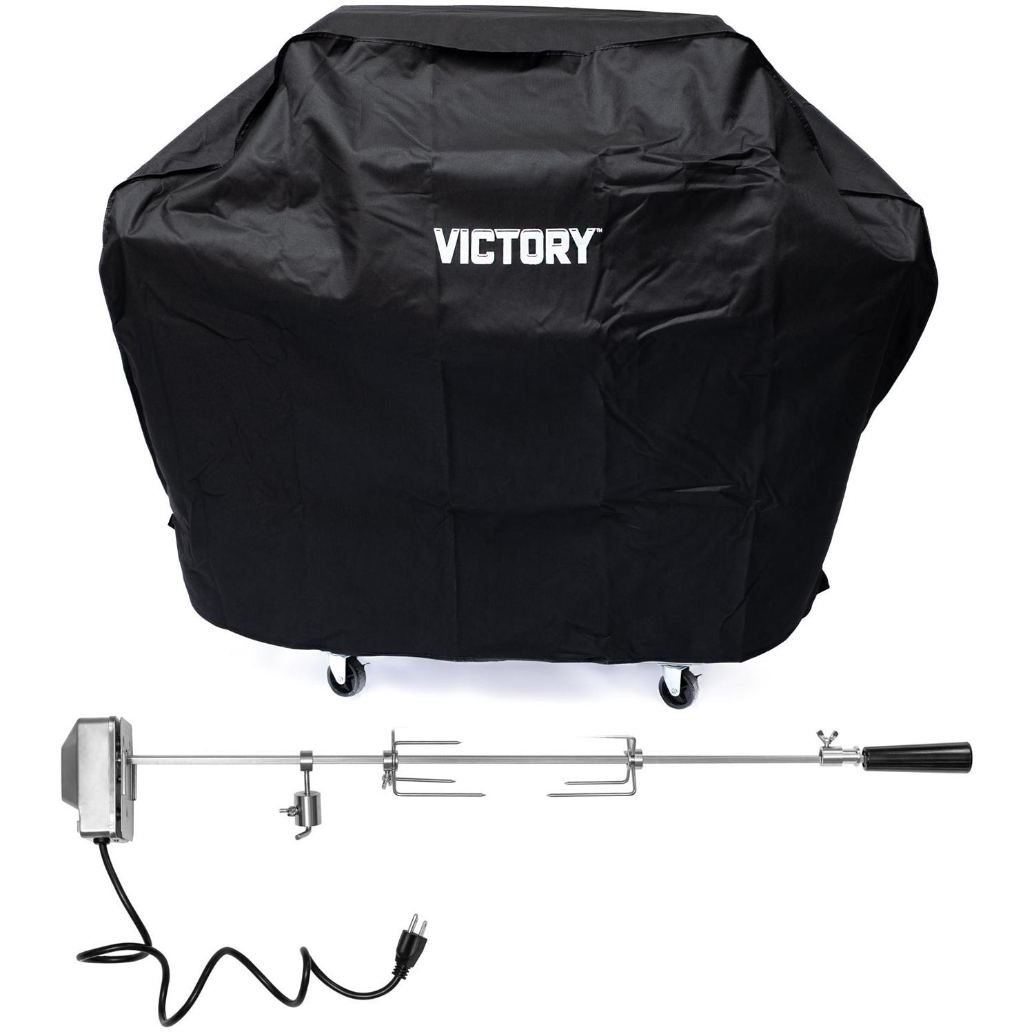 Victory 3-Burner Gas Grill Rotisserie Kit And Grill Cover Bundle thumbnail