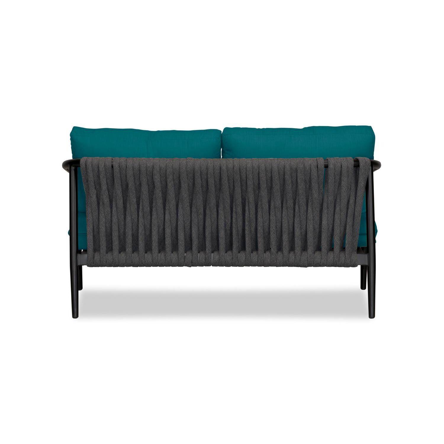 Lakeview Midnight Cove 2 Person Aluminum Loveseat in Black/Carbon/Spectrum Peacock - Back - White Background thumbnail