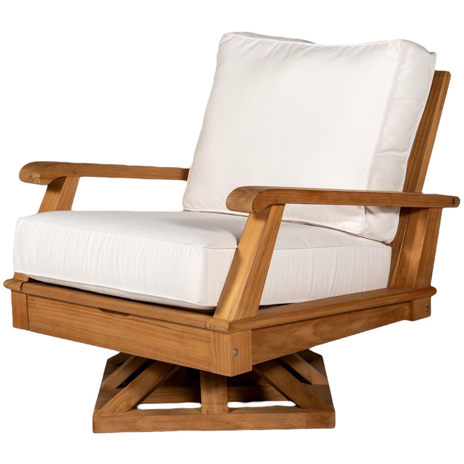 Miami Teak Swivel Chair w/ Sunbrella Cushions in Canvas Natural by Royal Teak Collection