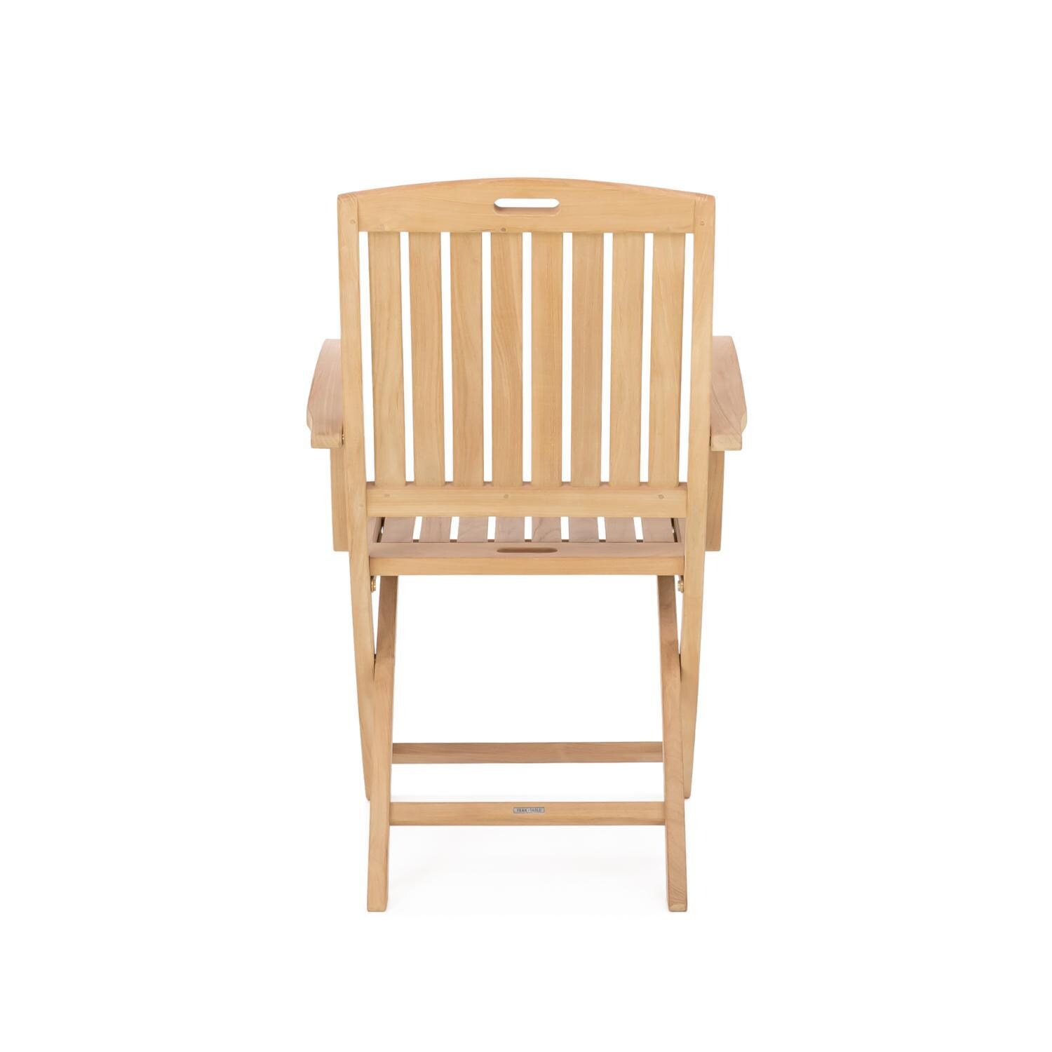 Teak + Table Cayman Folding Teak Chair - Back - White Background thumbnail