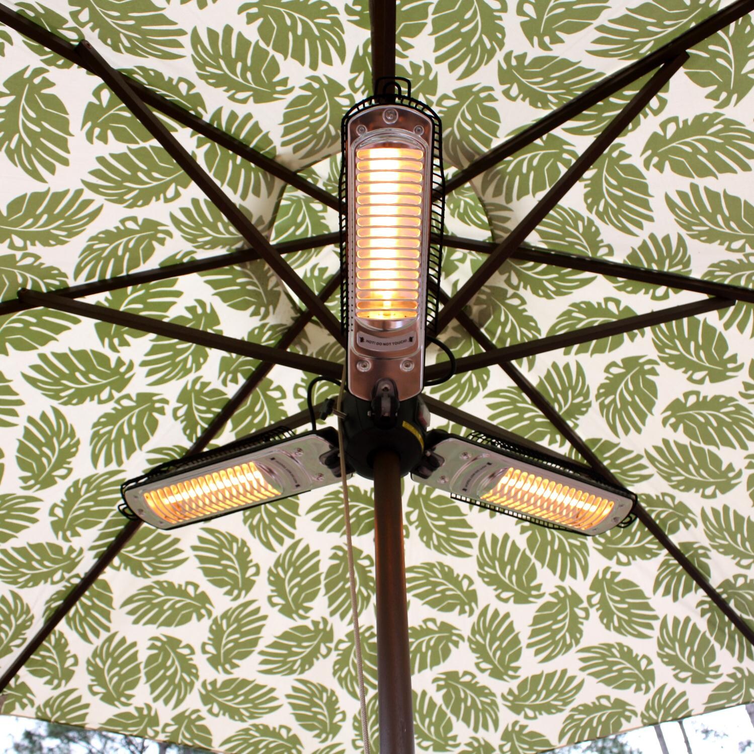 Fire Sense Halogen Series 1500W Electric Patio Heater For Market Umbrellas - 110V - Steel - 60404