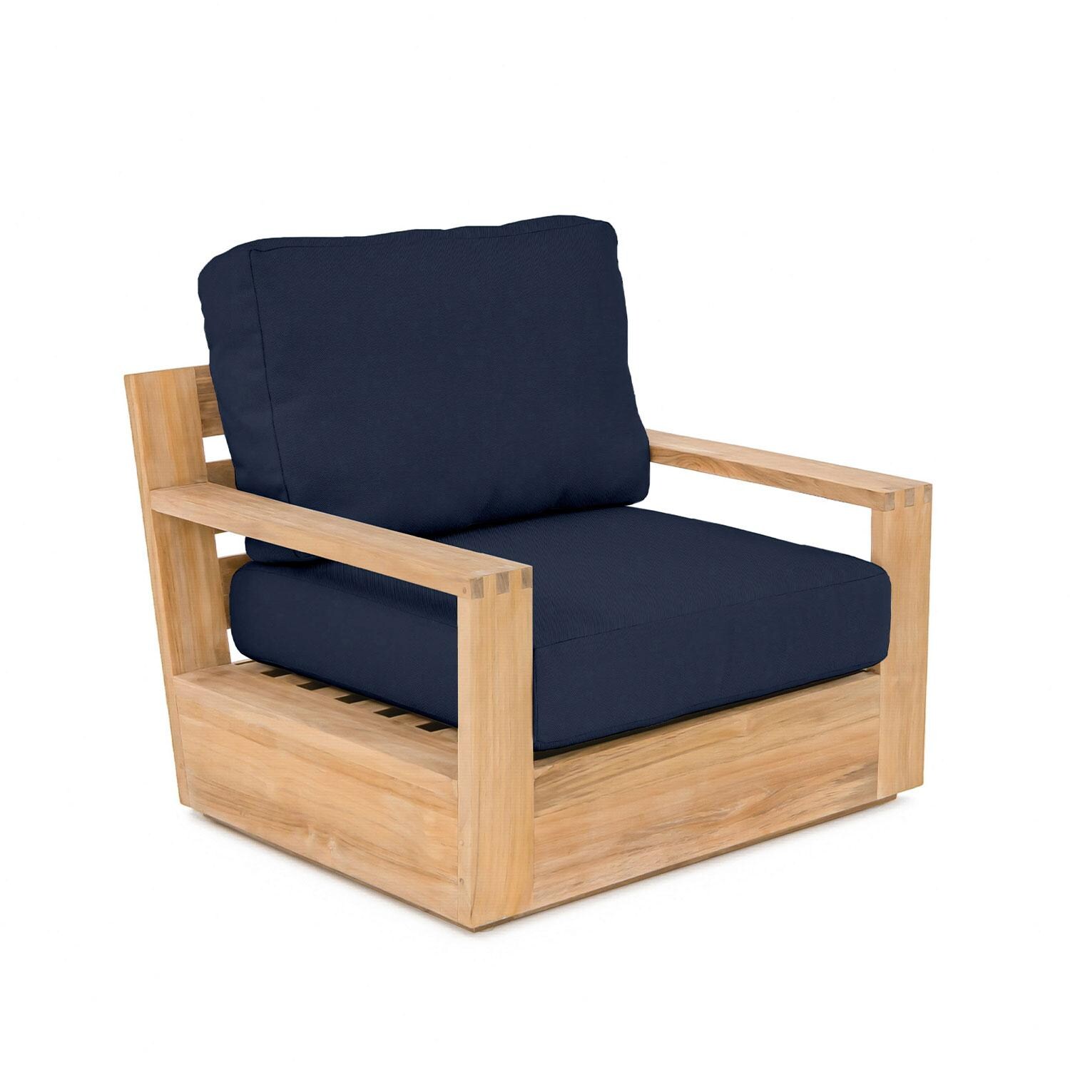 Scape Key Teak Club Chair in Indigo by Lakeview Outdoor Designs - Side View - White Background thumbnail