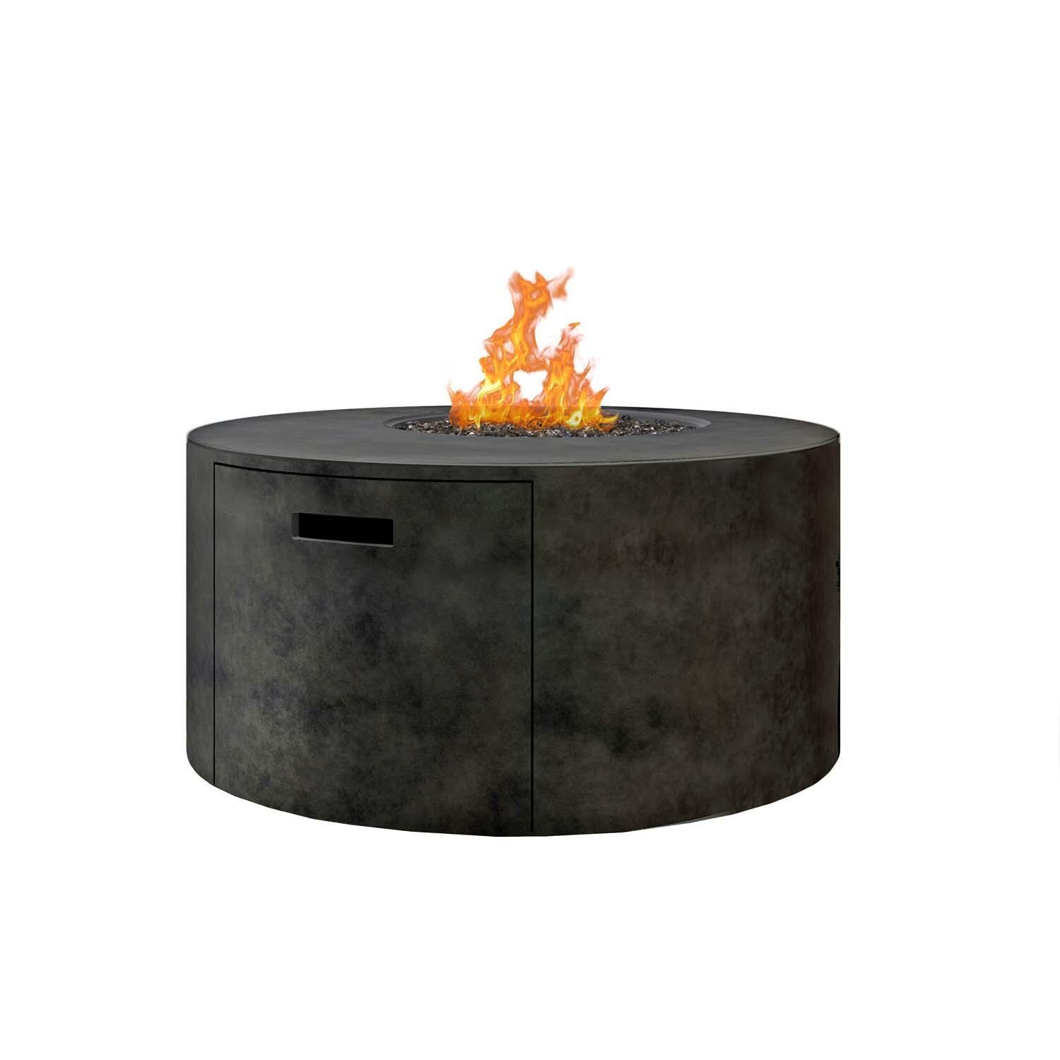 Bellino 42 Inch Round Aluminum Propane Fire Pit w/ Lid in Iron by Ebel - White Background thumbnail