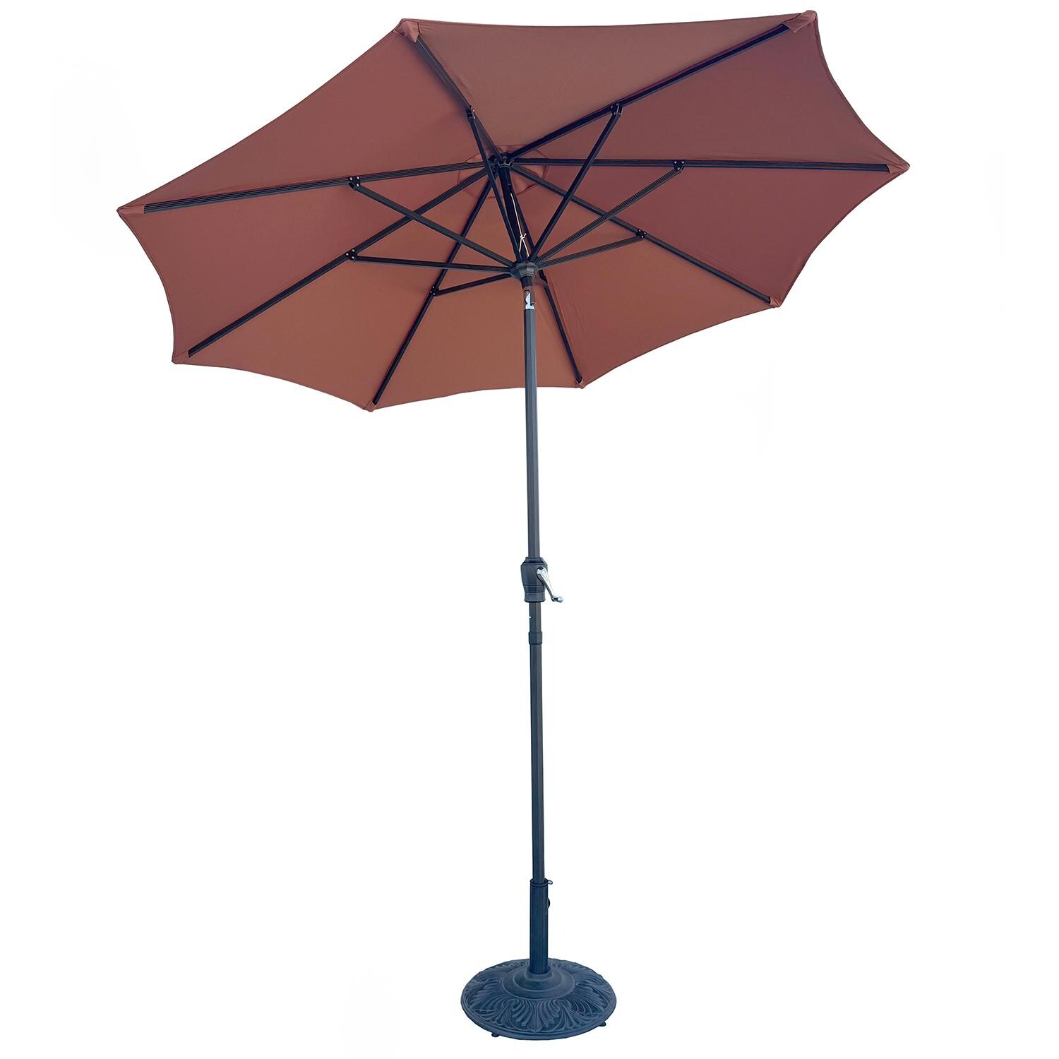 Darlee Nassau 7 Pc Bar Set w/ 42 Inch Round Series 30 Table & Paprika Umbrella - Umbrella - Tilt - White Background thumbnail