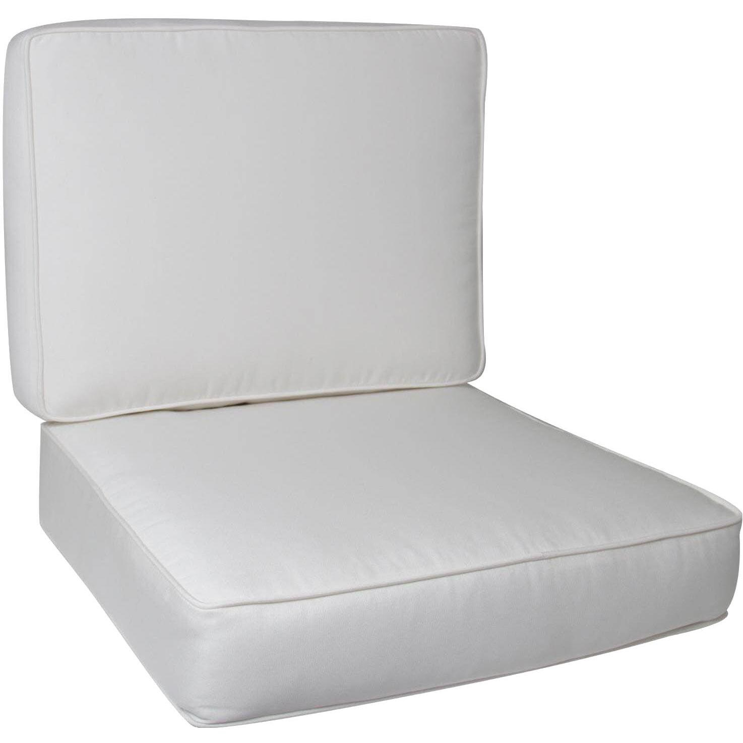 Large Replacement Club Chair Cushion Set With Piping - Canvas Natural thumbnail