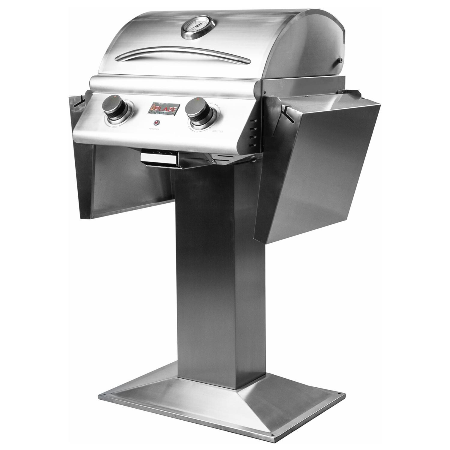 Blaze BLZ-ELEC-21 21-Inch Electric Grill - Angled View With Side Shelves Folded Down thumbnail