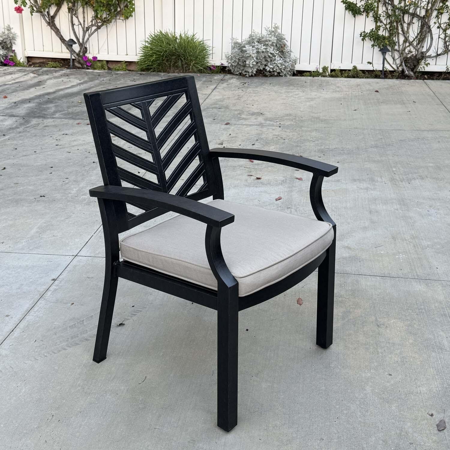 Palm Springs Aluminum 2 Pc Dining Arm Chair Set in Antique Bronze/Beige by Darlee - Angled View - Lifestyle thumbnail