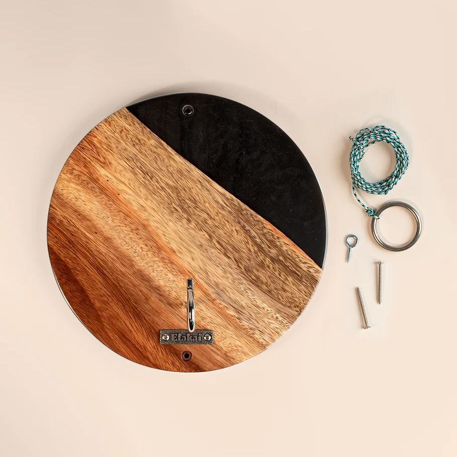 Elakai EGHRCRLE-11 Black Epoxy Resin Live-Edge Wood Hook and Ring Toss - Components thumbnail