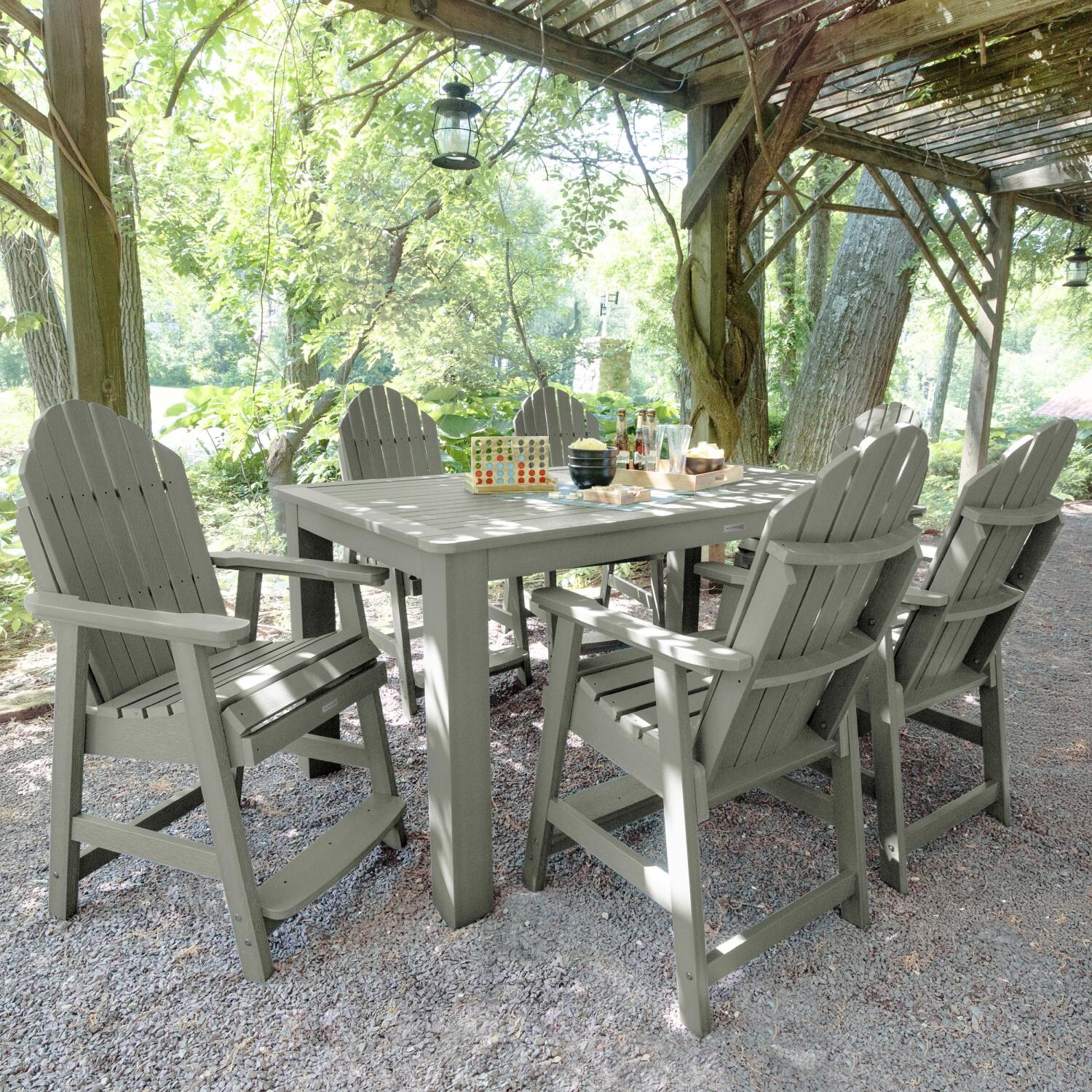 Lakeview Outdoor Designs Dream Bay 7 Pc Recycled Plastic Rectangular Counter Height Dining Set in Eucalyptus by - LV-ST7HM2CO4BA-EUC