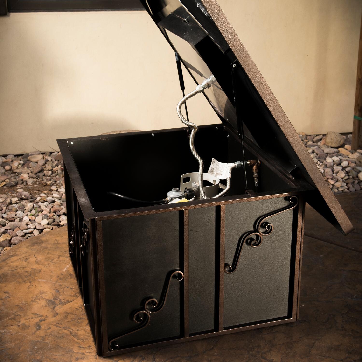 CC Products Regale Night 48-Inch Square Natural Gas Fire Table - Hidden Gas Access thumbnail