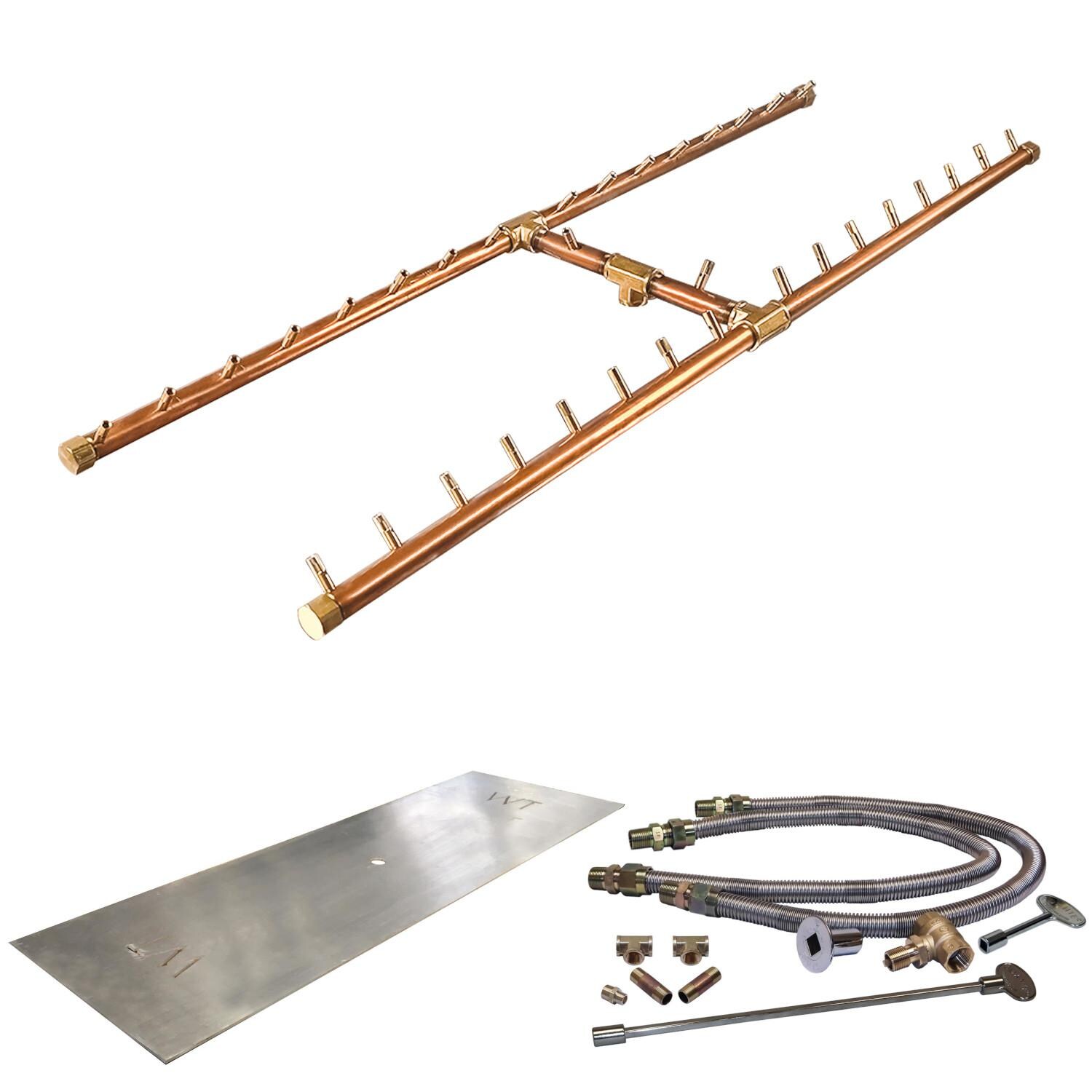 Warming Trends 62 X 25Inch Linear Propane Fire Pit Burner Kit W/ 48 X