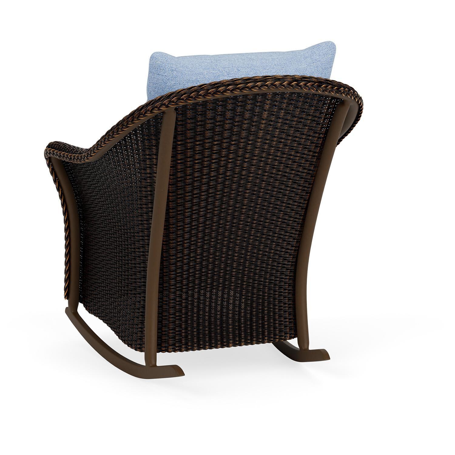 Lloyd Flanders Weekend Retreat Lounge Rocker in Mink Finish W/ Demo Skyway Fabric - Back Left thumbnail