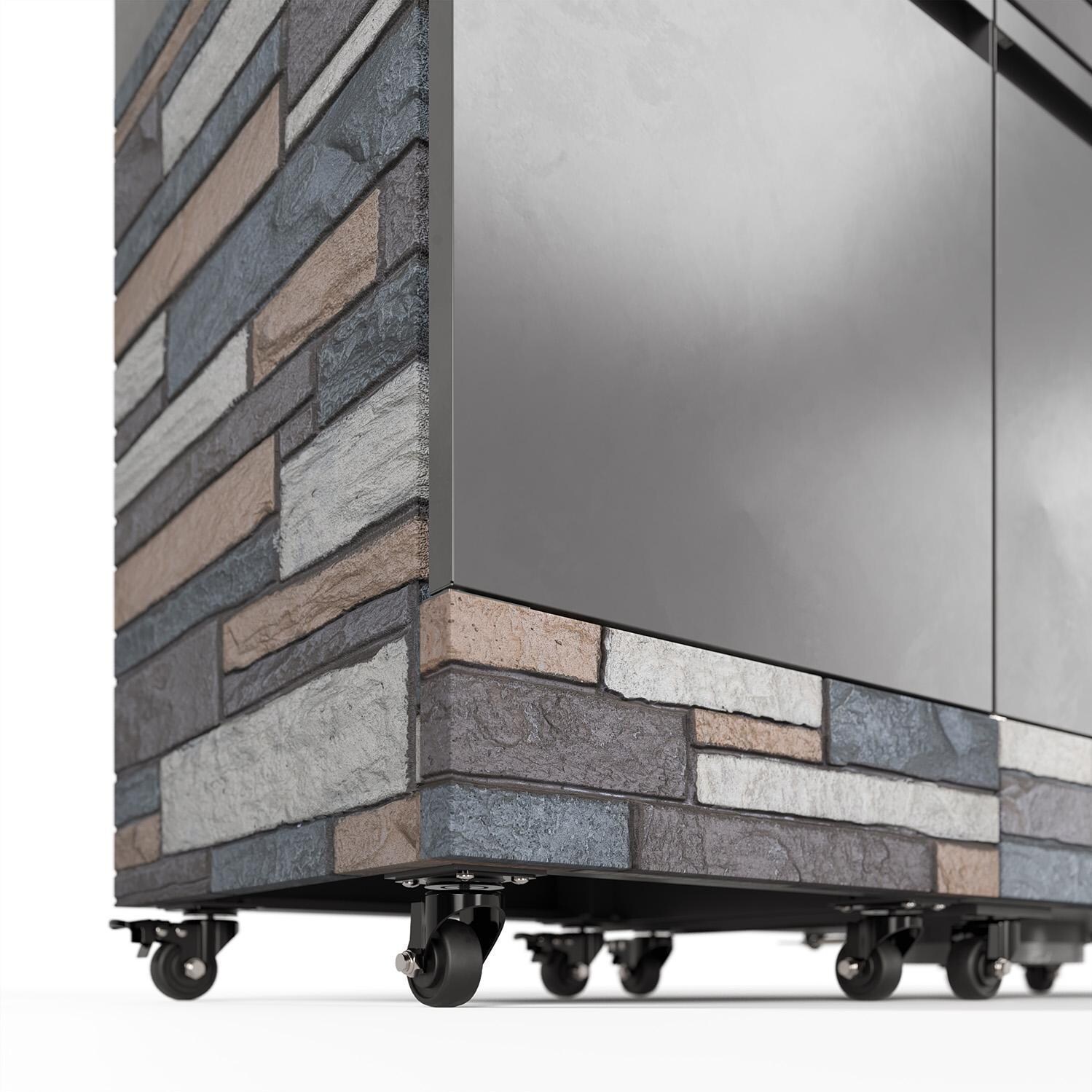 TYTUS Fresno Series Gunmetal Gray & Ash Stacked Stone Natural Gas Grill Island (Ships Propane w/ Conversion Kit) - Bottom - Detail thumbnail