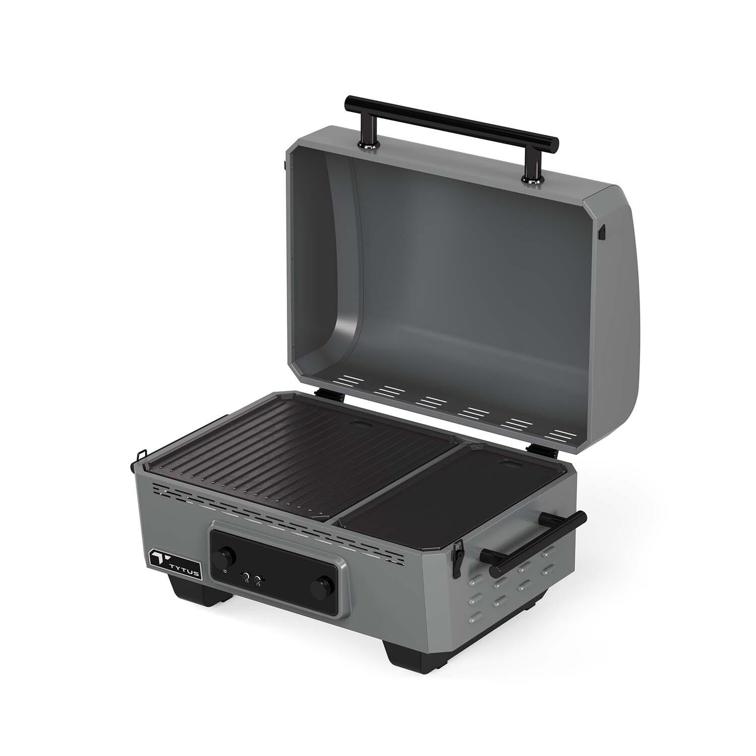 TYTUS TDT-GHS-EGRD Emberwood Electric Griddle - Lid Open - White Background thumbnail