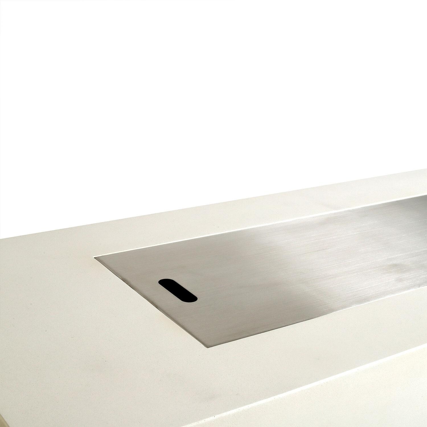 Glenwood 72-in Rectangular Concrete Propane Fire Pit in White w/ Hidden Propane Tank by Lakeview Outdoor Designs - Burner Lid - Detail thumbnail