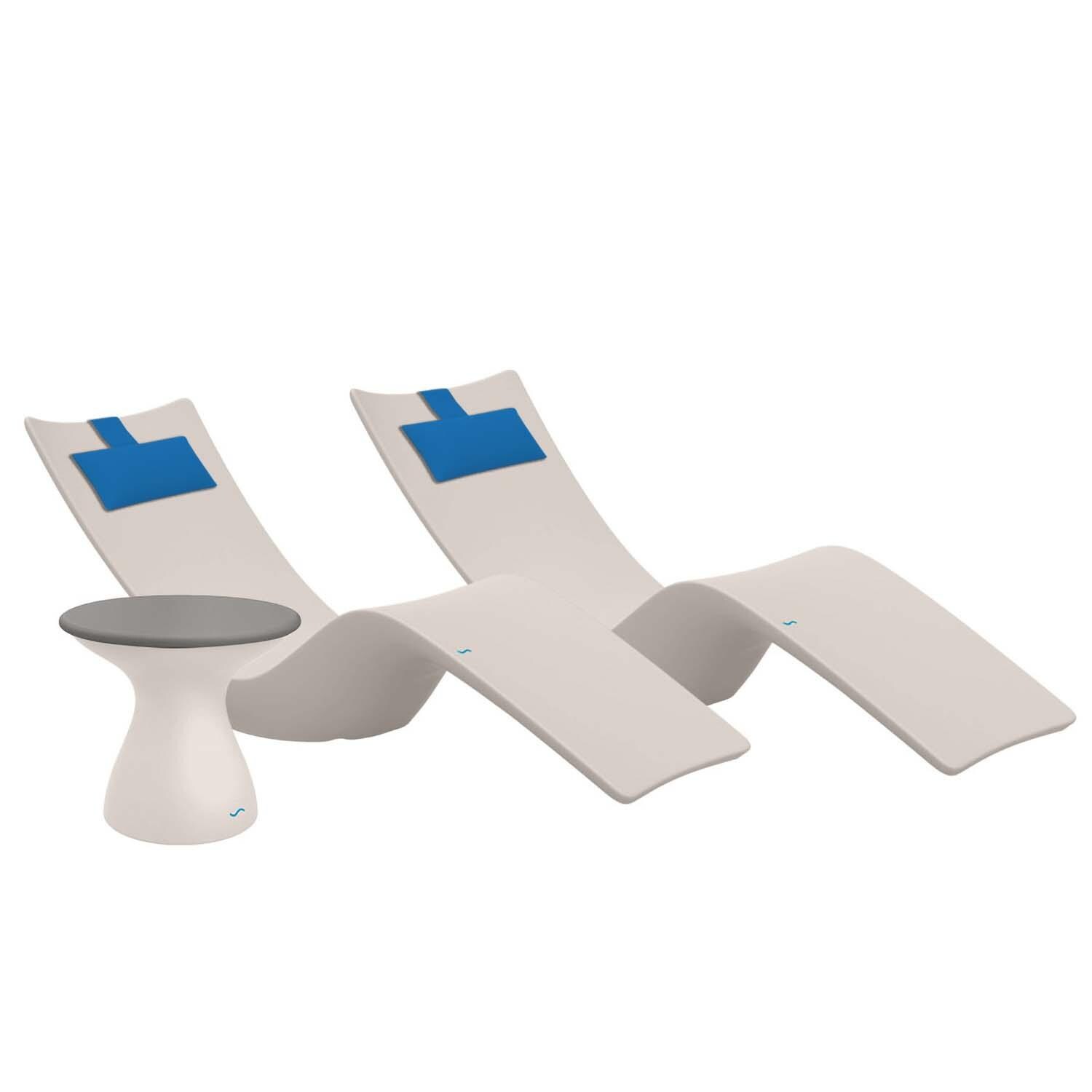 Ledge Lounger Autograph Chaise Lounge (Set of 2) W/Side Table - Cloud W/Gray Lid & Capri Pillow - White Background thumbnail