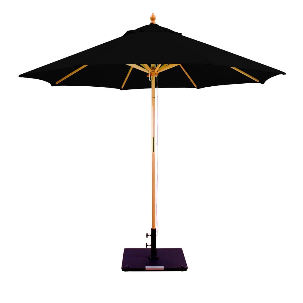 Galtech 9 Ft. Octagonal Hardwood Patio Market Umbrella W/ Pulley - Light Wood W/ Sunbrella Canvas Black Canopy