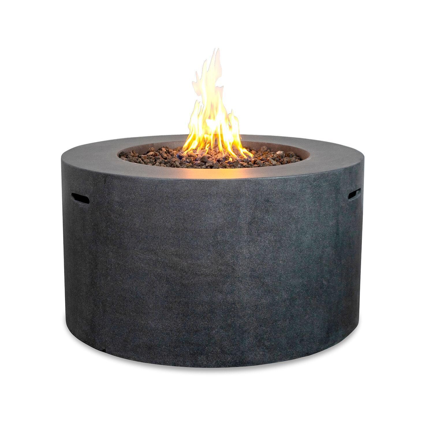 Glenwood 42-in Round Concrete Propane Fire Pit w/ Push Button Ignition in Graphite by Lakeview Outdoor Designs