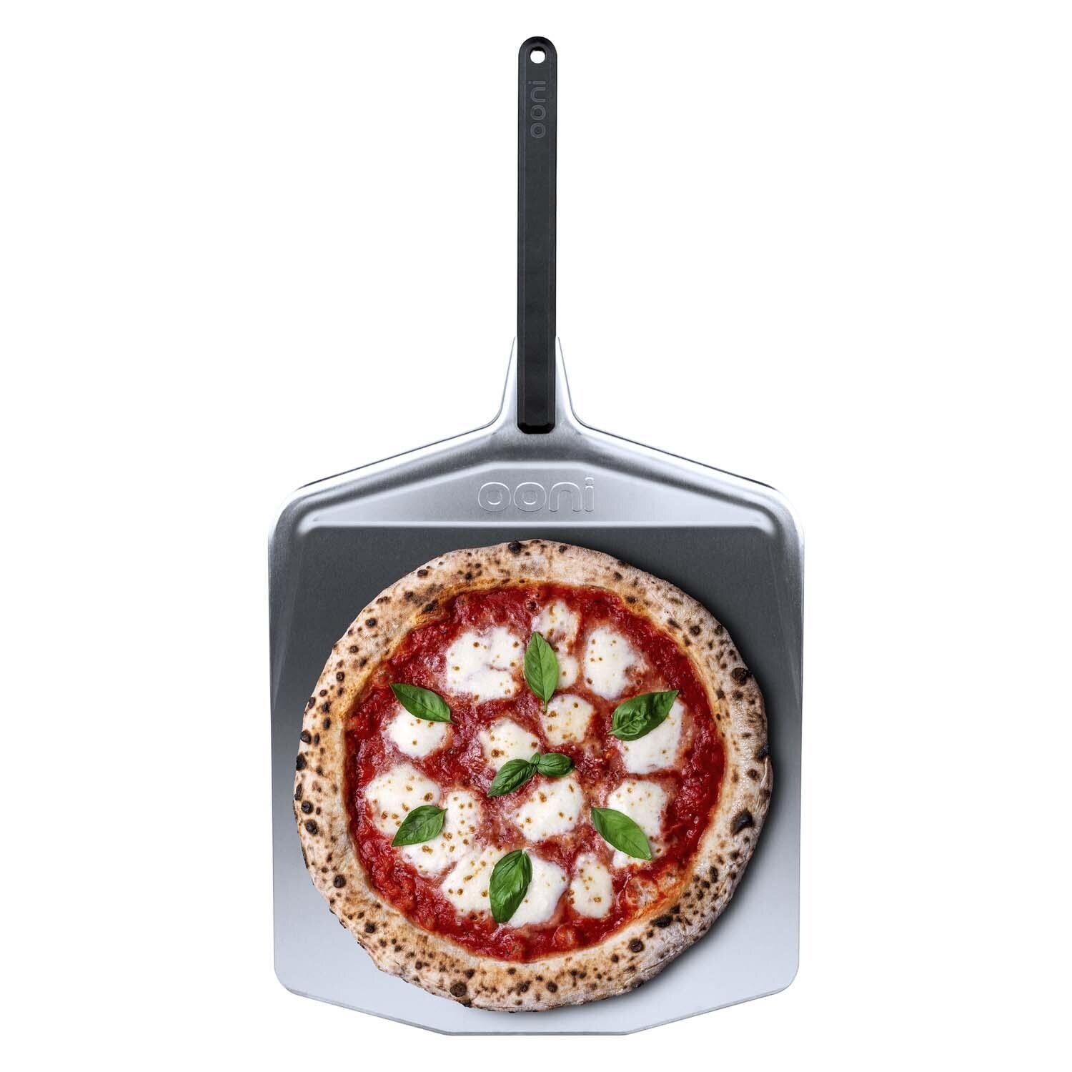 Ooni UU-P0B000 16-in Pizza Peel - Shown w/ Pizza - White Background thumbnail