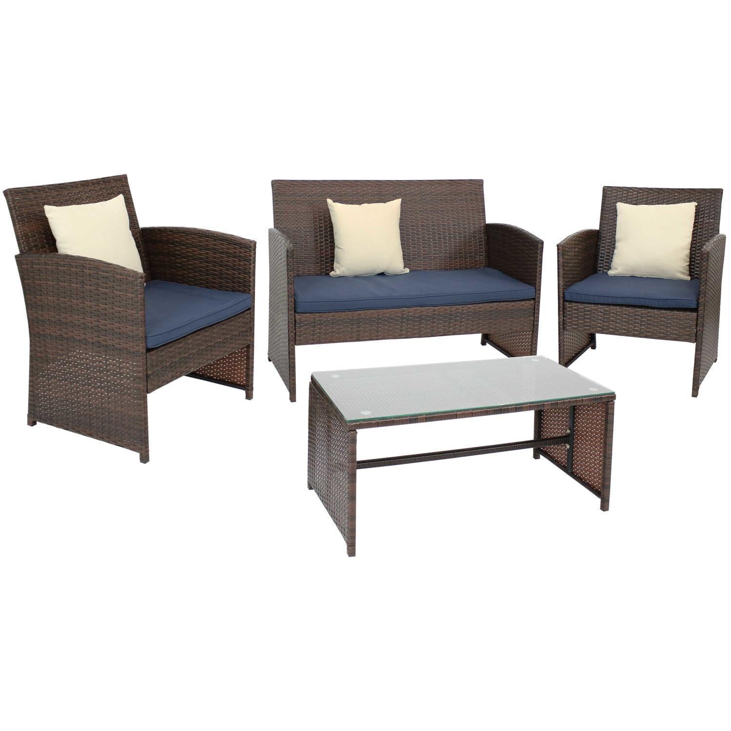 Ultimate Patio Mixed Brown Rattan 4-Piece Patio Set - Full Set - White Background thumbnail