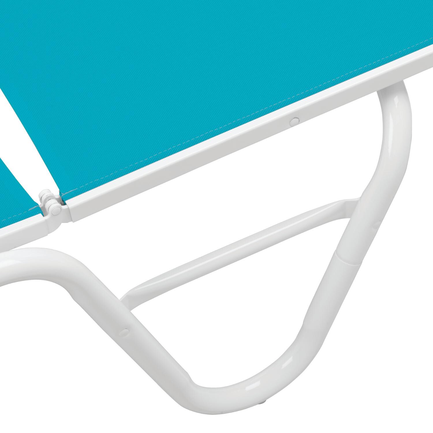 Gardenella Sling Four-Position Lay Flat Stacking Armless Chaise - Adjustment Bar - Gloss White/Aqua thumbnail