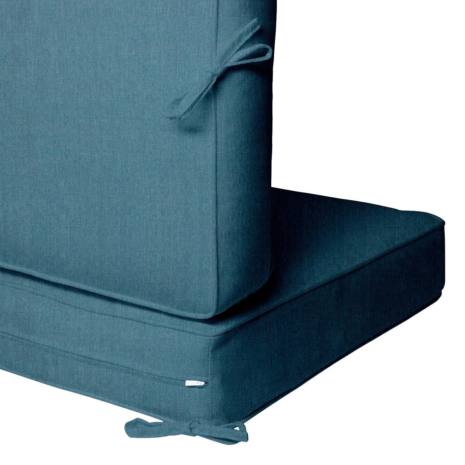 Sunbrella Cast Lagoon Small Outdoor Replacement Club Chair Cushion Set W/ Piping By UltimatePatio.com - Zipper and Tie Detail thumbnail