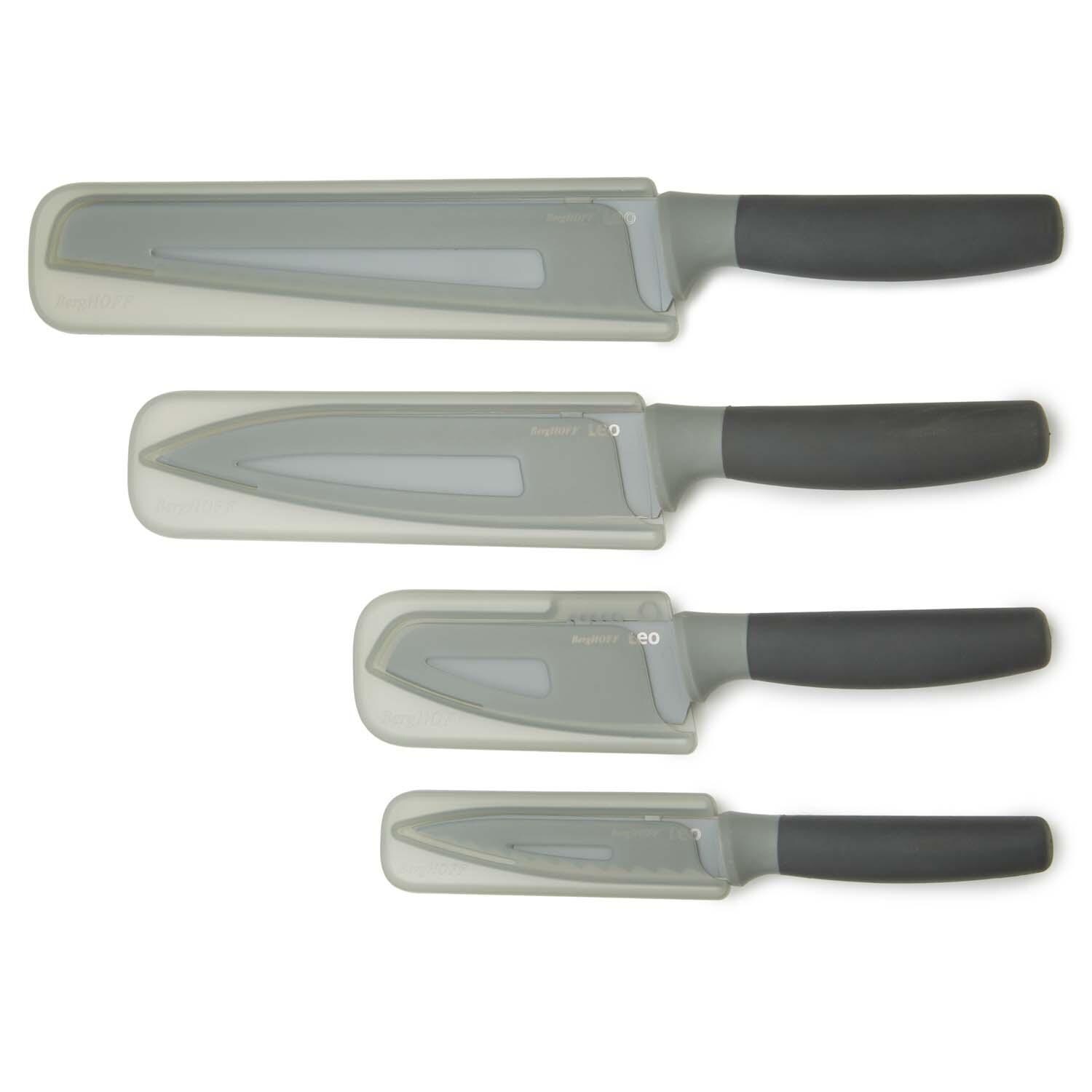 BergHOFF Balance 4 Pc Nonstick Knife Set - Recycled Material - Shown in Sheath - White Background thumbnail
