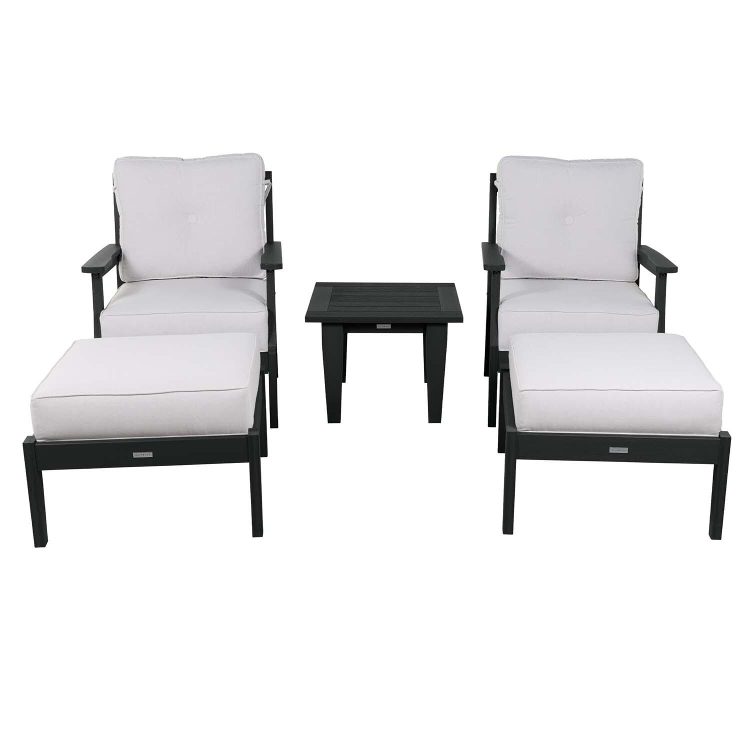 Blushing Bay 5 Pc Recycled Plastic Seating Set in Bliss Linen/Black by Lakeview Outdoor Designs - White Background thumbnail