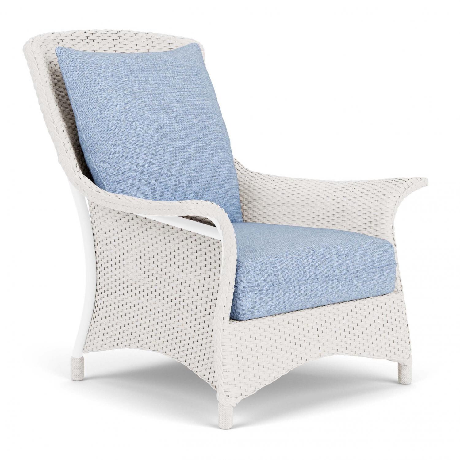 Lloyd Flanders Mandalay Lounge Chair in White Finish with Demo Skyway fabric - Angled thumbnail