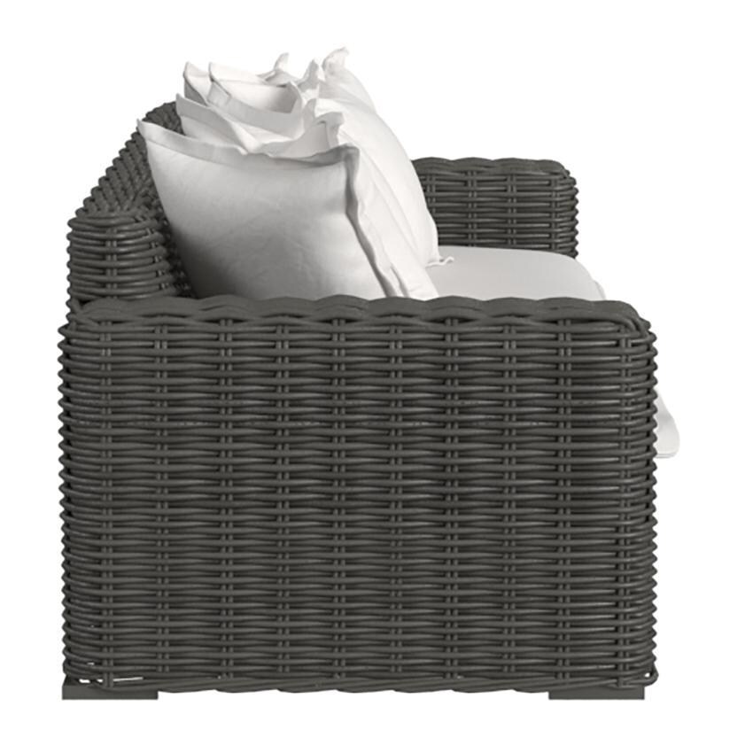 Cabo 3 Person Resin Wicker Sofa in Kahlua/Soothe Pearl by Sunset West - Side - White Background thumbnail