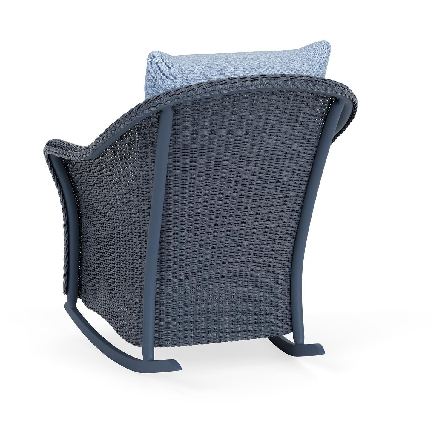 Lloyd Flanders Weekend Retreat Lounge Rocker in Denim Blue Finish W/ Demo Skyway Fabric - Back Left thumbnail