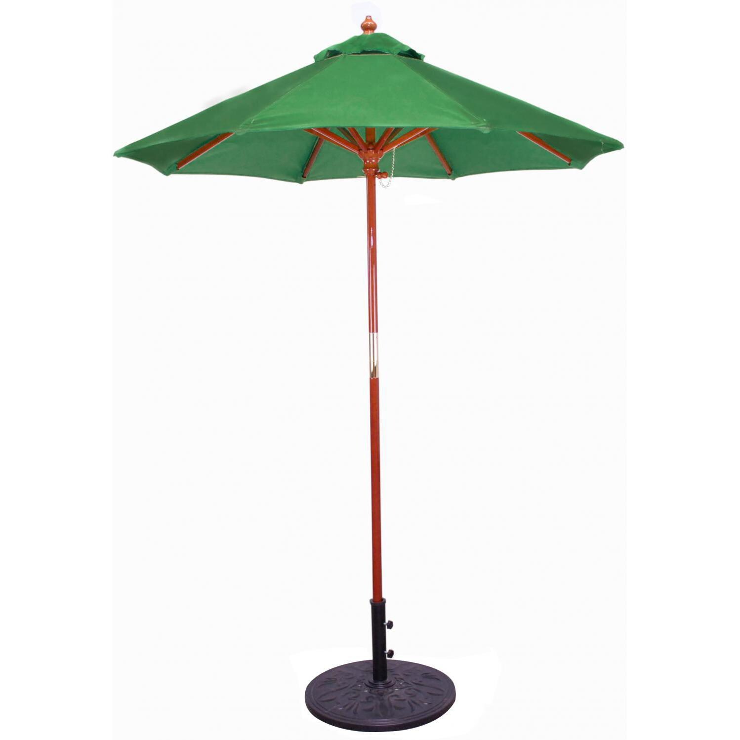 Galtech 6 Ft Wood Cafe Umbrella With Manual Lift - Light Wood