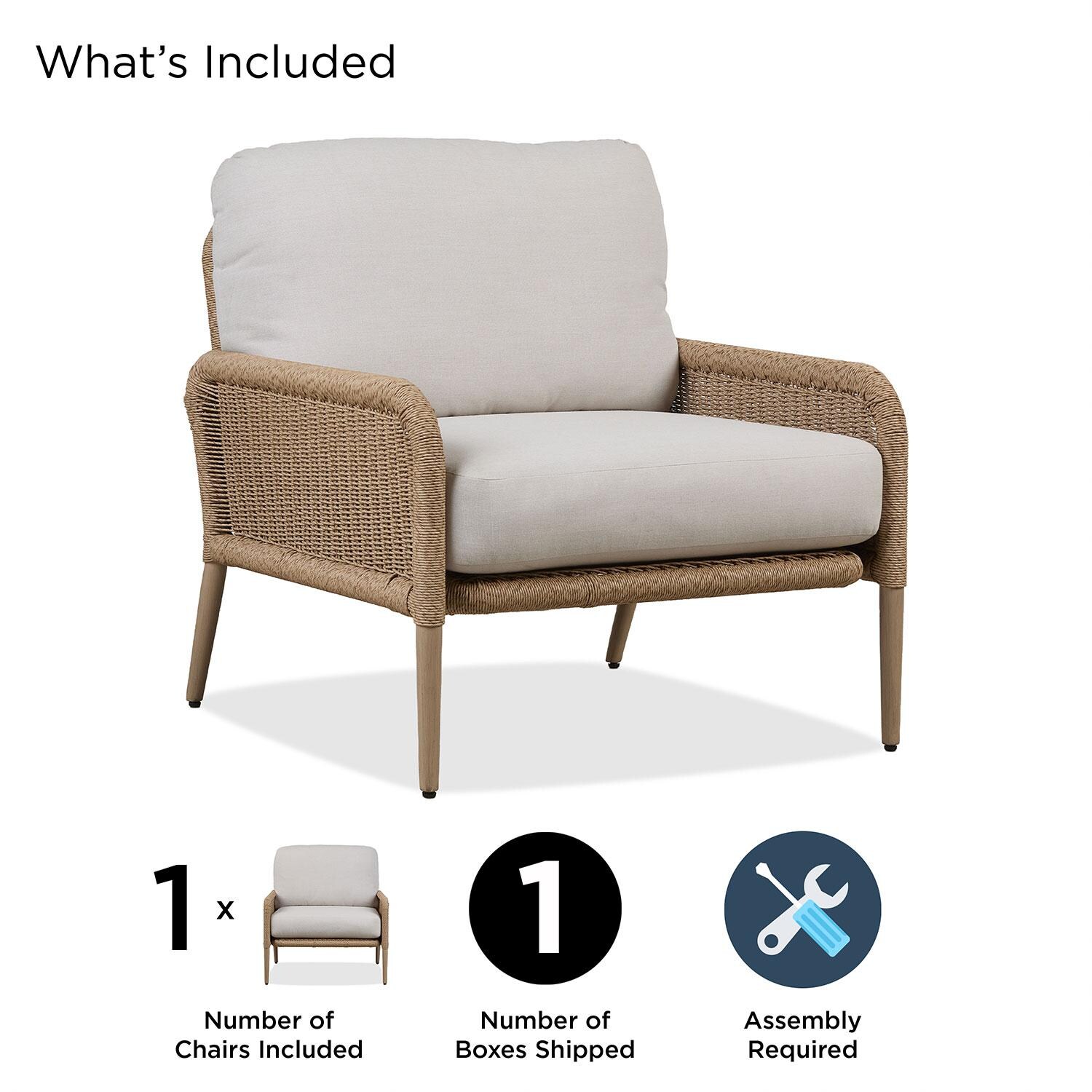 Rustic View Wicker Outdoor Club Chair in Natural W/ Sunbrella Cushions by Lakeview Outdoor Designs - Included - Detail thumbnail