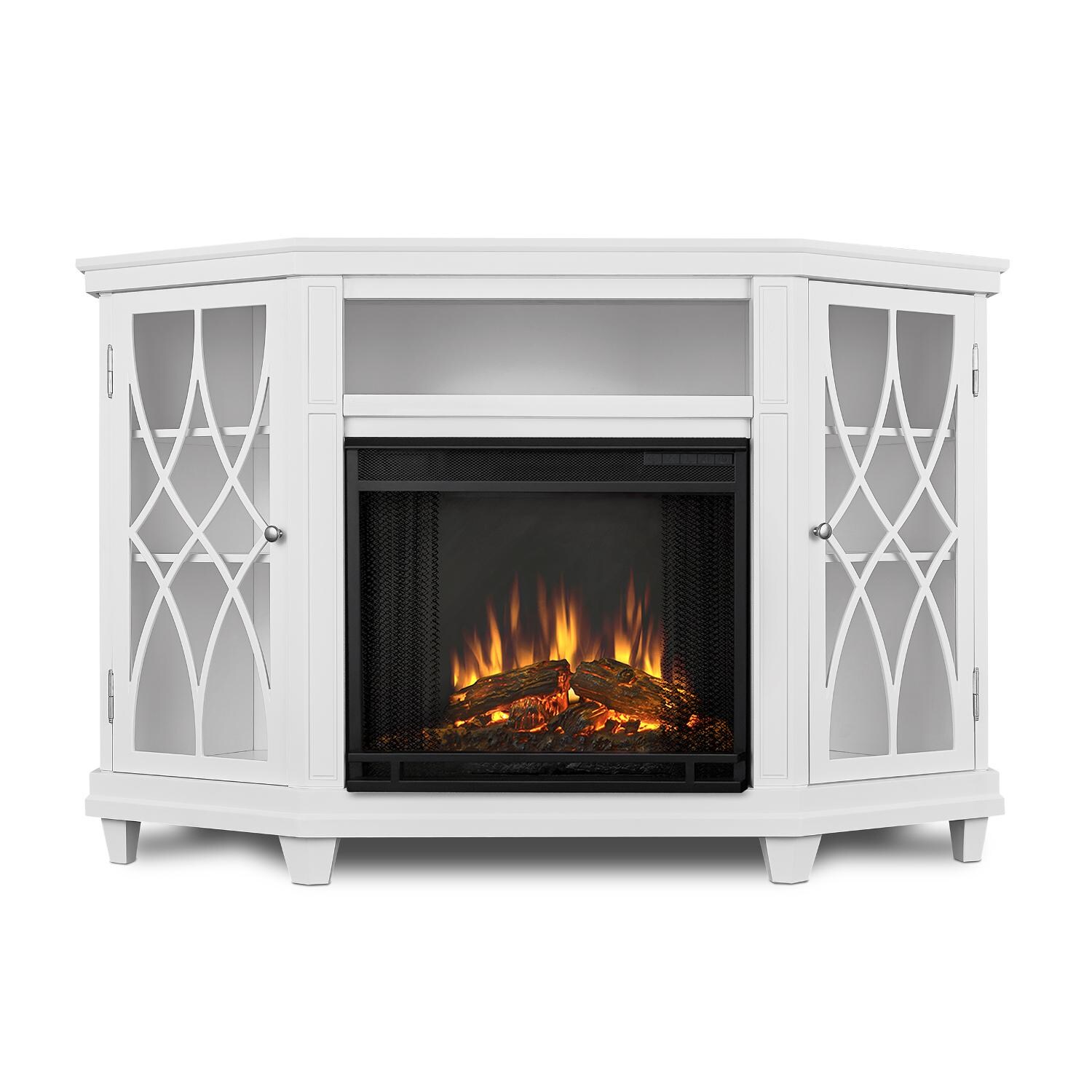 Real Flame Lynette 56 Inch Corner Electric Fireplace Entertainment Real Flame Lynette 56 Inch Corner Electric Fireplace Entertainment Center White 1750e W Gas Log Guys