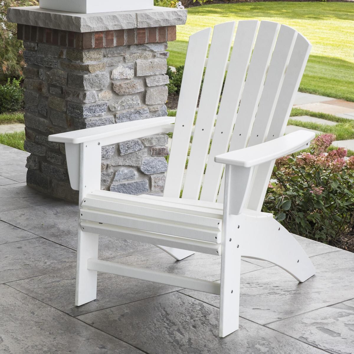 Nautical Recycled Plastic Curveback Adirondack in White by POLYWOOD