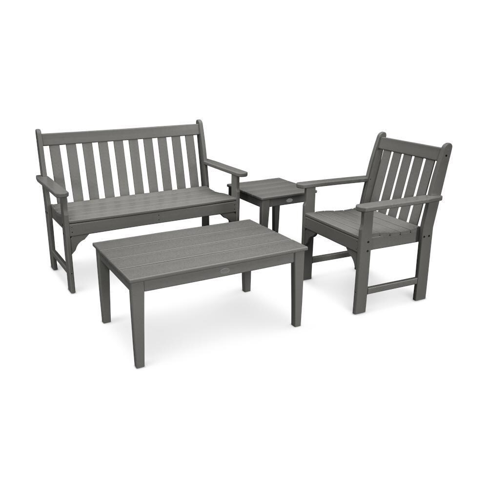 Vineyard 4 Pc Recycled Plastic Seating Set in Slate Gray by POLYWOOD