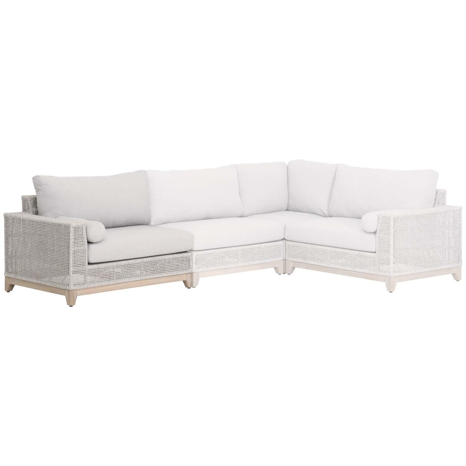 Lakeview Ranch Pointe Woven Rope Left Modular Sofa in Taupe & White - Highlighted in Sectional View thumbnail