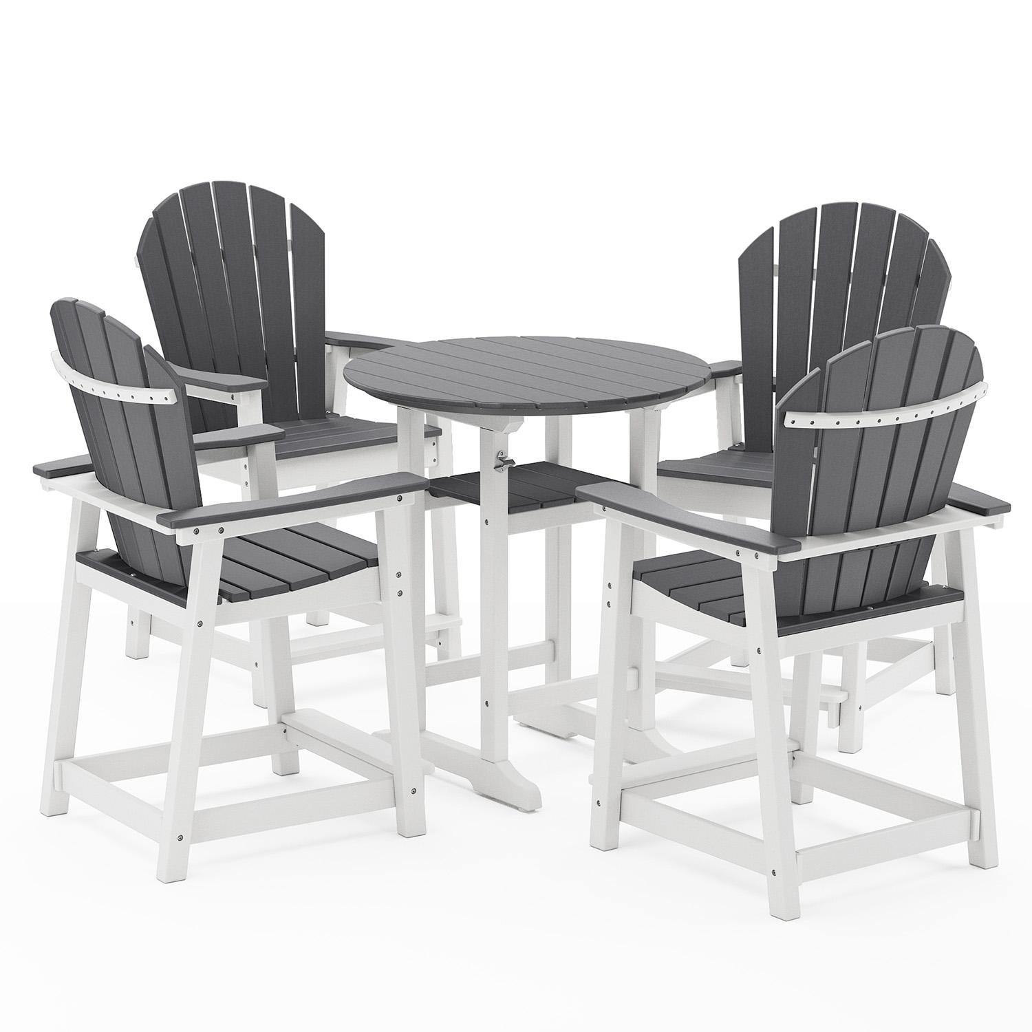 Lakeview Outdoor Designs LV-3311-5 Estatewood 5 Pc Polyresin Bar Set in White - Set - White Background thumbnail