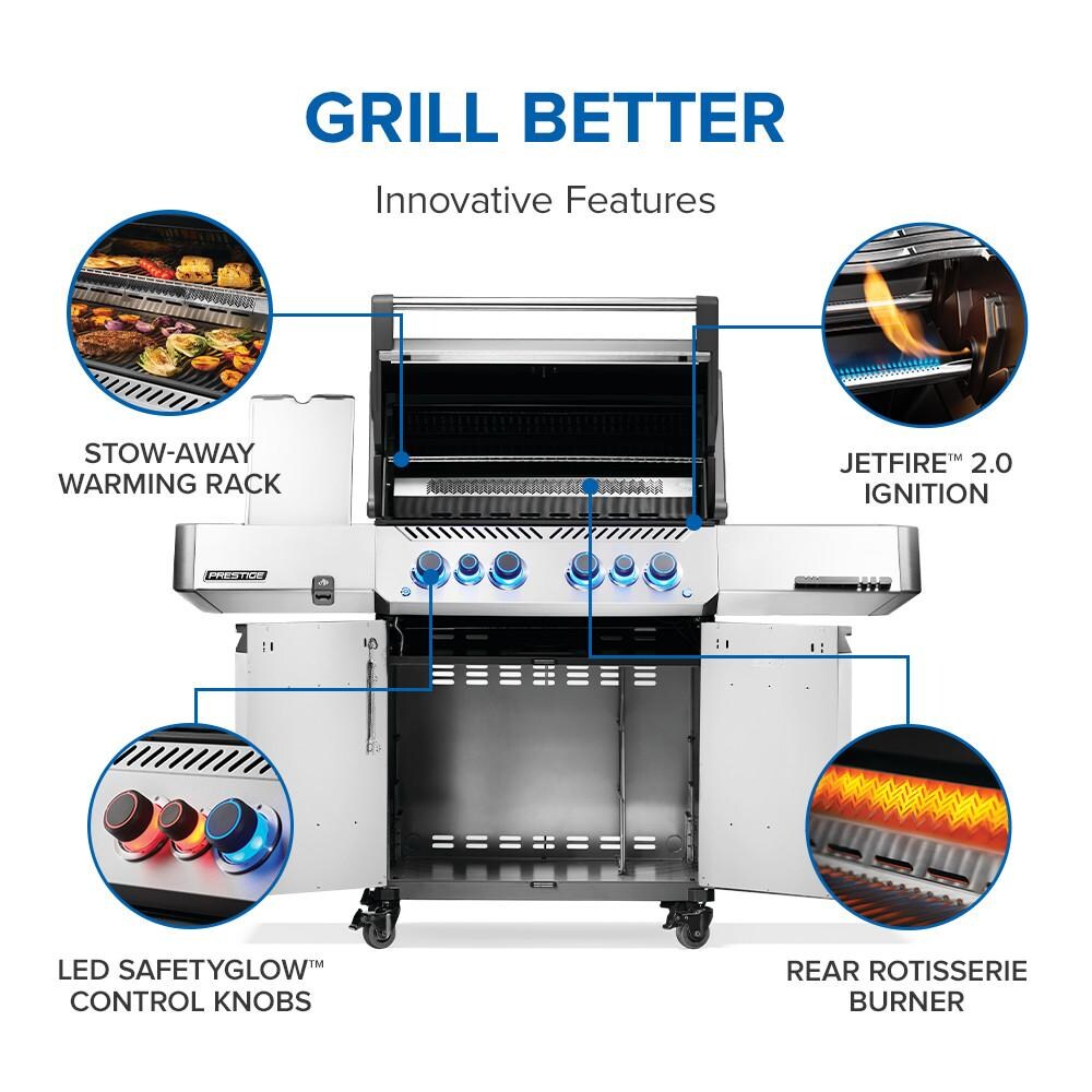 Napoleon P500VRSIBNSS Prestige 500 Propane Gas Grill w/ Infrared Side & Rear Burner - Stainless Steel - Features - Detail thumbnail