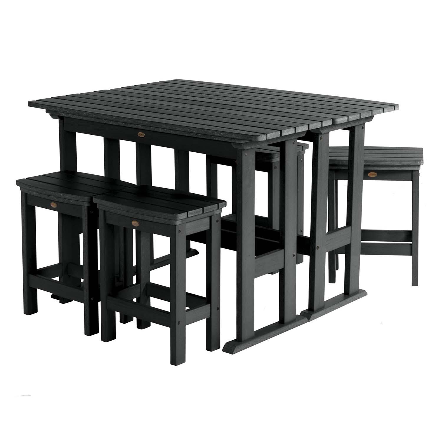 Hart Lane 6 Pc Recycled Plastic Counter Height Dining Set in Black By Lakeview - White Background thumbnail