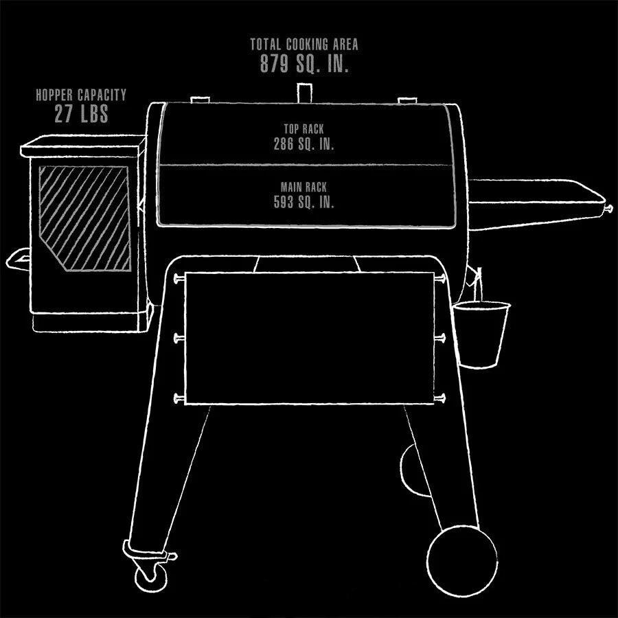 Pit Boss PBPEL085010527 Navigator 850 Wood Pellet Grill W/ Cover & Folding Front Shelf - Interior Dimensions thumbnail