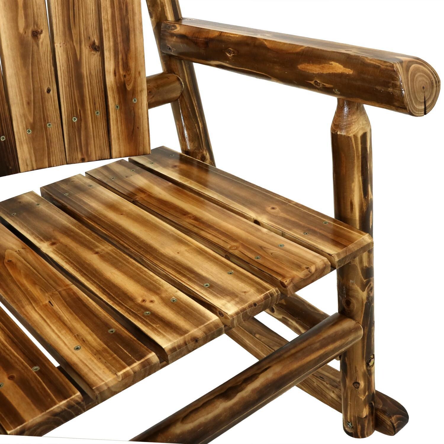 Ultimate Patio Rustic Fir Wood Log Cabin Rocking Loveseat - Seat & Arm thumbnail