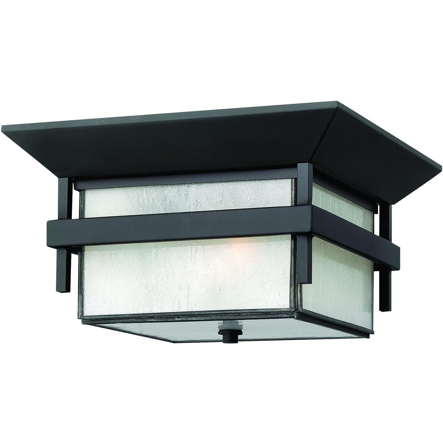 Hinkley Lighting Harbor Two Light 12-Inch Outdoor Ceiling Light - Satin Black - 2573SK